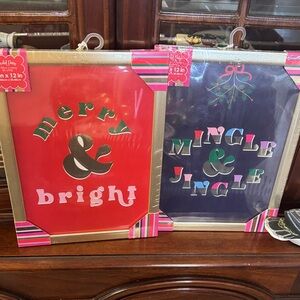 Holiday Wall Art Set - Merry & Bright, Mingle & Jingle